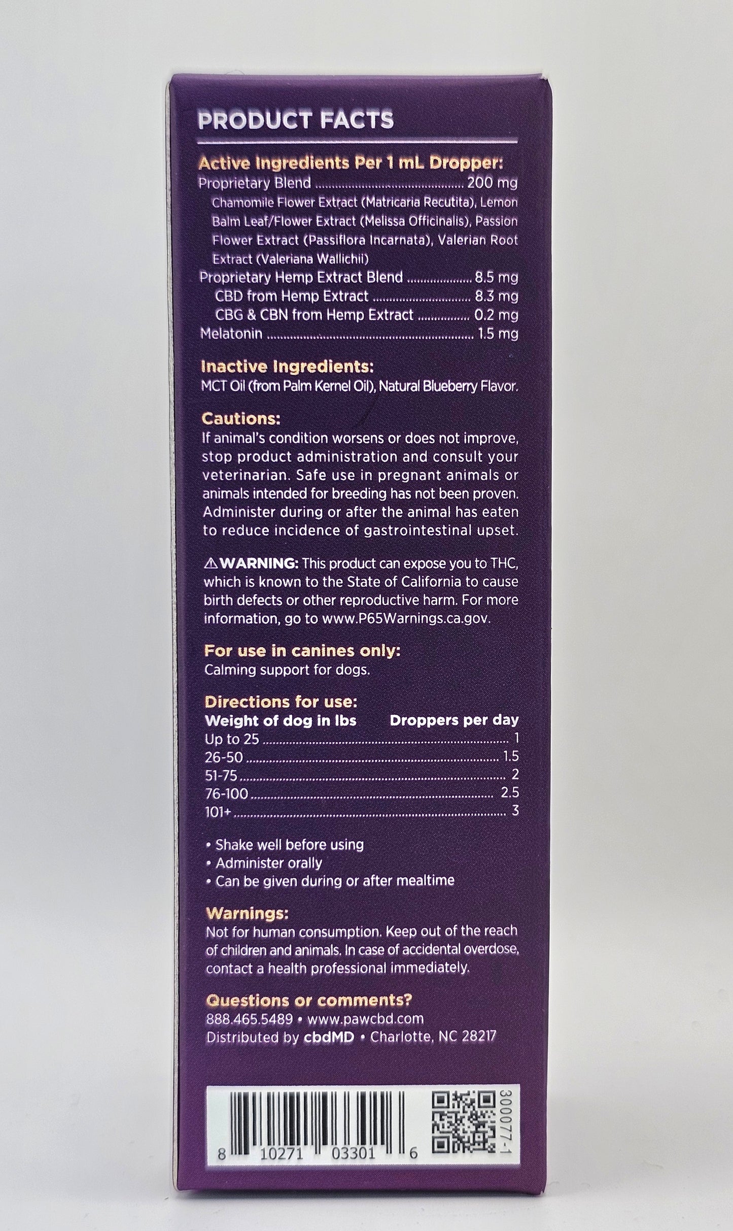 Calming CBD Oil for Dogs - Blueberry 250 mg - CBD Central