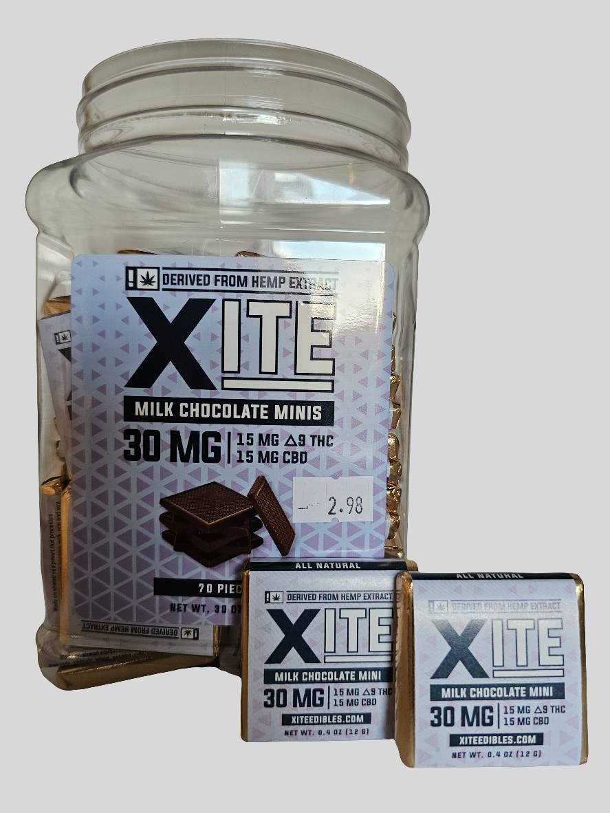 XITE- Milk Chocolate - 15mg CBD : 15mg Delta-9 THC