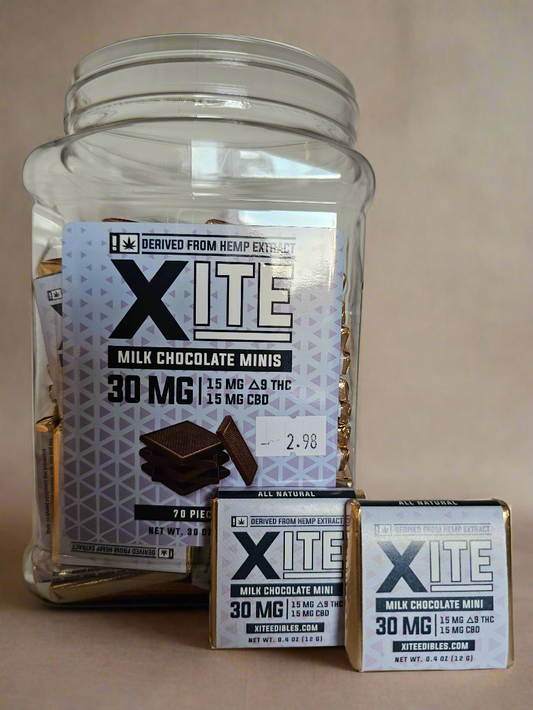 XITE- Milk Chocolate - 15mg CBD : 15mg Delta-9 THC