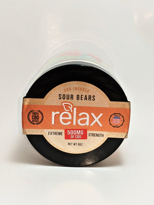 Broad Spectrum Relax 500 mg Sour Gummy Bears - CBD Central