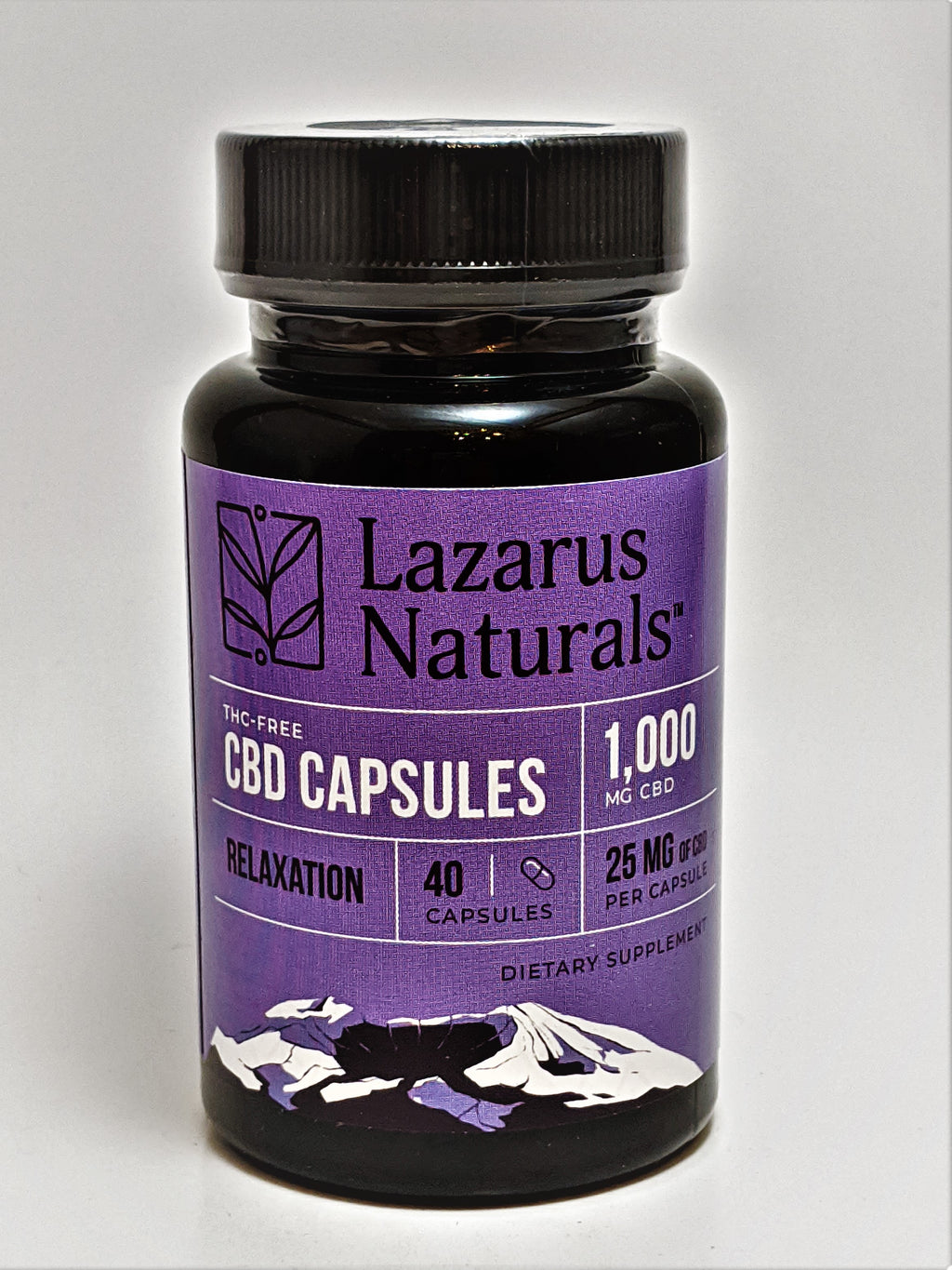 Lazarus Relaxation Blend CBD Isolate 25 mg capsules, 40 Count Bottle (1,000 mg CBD) - CBD Central
