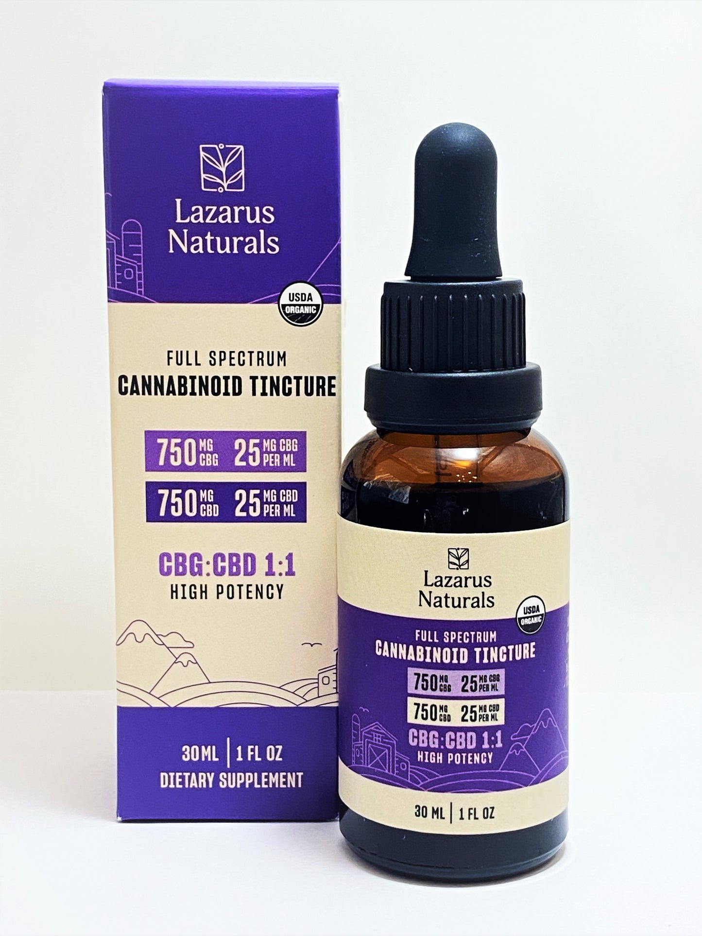 Lazarus Naturals - 1:1 Ratio 750 mg CBD:750 mg CBG Tincture
