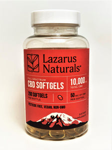 Lazarus 50mg CBD Softgels Full Spectrum 200 ct