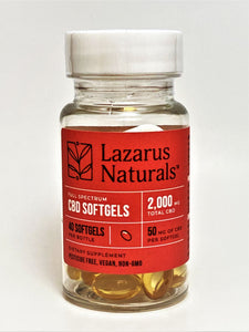 Lazarus 50mg CBD Softgels Full Spectrum 40 ct